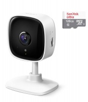 TP Link TAPO C100 Home Security Wi-Fi Camera and Alarm With 128GB Class 10 Micro-SD Photo