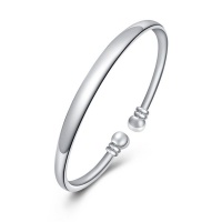 Silver Designer Open Cuff Smooth Bangle Photo