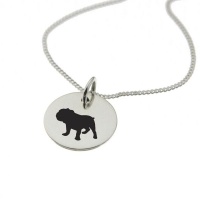 Bulldog Dog Silhouette Sterling Silver Necklace with Chain Photo