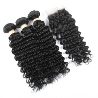 Water Wave 10 inches x3 Brazilian Weaves and Closure Photo