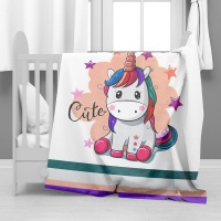 Print with Passion Cute Unicorn Minky Blanket Photo