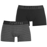 Firetrap Mens 2 Pack Trunks - Black/Stripe [Parallel Import] Photo