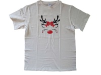 Christmas T Shirt Girl- Rain deer face Glitter stars Photo