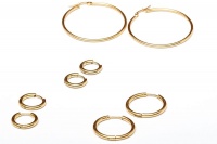 Fabulae Set of 4 Gold Hoop Earrings Pearl Photo