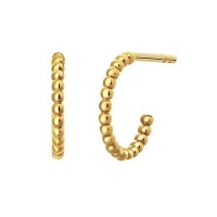 9k Yellow Gold Mini Beaded Hoop Earrings Photo