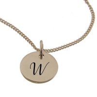 "Engraved Initial - W on 10mm Rose Gold-Plated Sterling Silver Disc" Photo