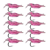 10 Piece Shrimp Lures with Hook Pink - 4cm Photo