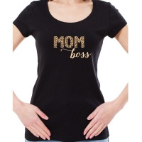 T shirt-Ladies-Black-Mom Boss Photo