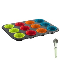 optic life Optic 12 Cups Non Stick Muffin tray with 12 Cups Wraps & Ice-cream Scoop Photo
