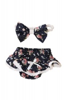 Baby X Navy floral Nappy cover and Headband Photo