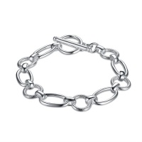 Silver Designer Interlinked Oval Round Bracelet with Toggle Clasp Clasp Photo