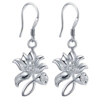 Silver Designer Exotic Flower Earrings Photo