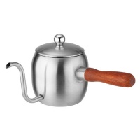 500ml Wooden Handle Stainless Steel Tea Dripper Coffee Kettle-Silver Photo