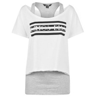 Golddigga Ladies Double Layer T Shirt - White [Parallel Import] Photo