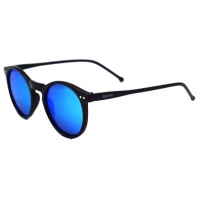 Kagiva's Retro Round Polorized Women Sunglasses - Black/Blue Photo