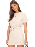 I Saw it First - Ladies Stone Crock Frill Belted Shift Dress Photo