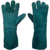 Heat Resistant Leather Green Braai Gloves/Welding Gloves By Great Empire Photo