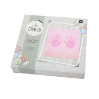 AfriWow DIY Handprint Footprint Canvas Paint with Wooden Mount Baby Room Decor–Pink Photo