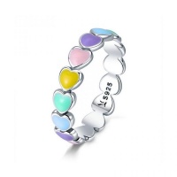 Cosmic 925 Silver Stacked Rainbow Hearts Ring - Infinite Love Design Photo
