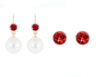 Civetta Spark 925 silver hoop & Chene Studs - Ruby?Ruby Rosegold Photo