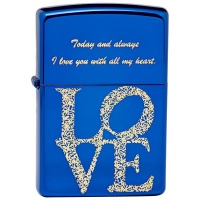 Zippo Lighter - Love Arabesque Blue/Gold Inlay Photo