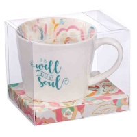 Christian Art Gifts Well With My Soul Ceramic Mug - White With Floral Interior Photo