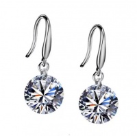 SilverCity Silver Colour Large Round Zircon Crystal Earrings Photo