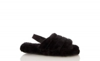 Quiz Ladies Black Faux Fur Mule Slippers - black Photo