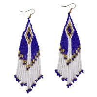 Sista Blue & White Handmade Statement Bead Earrings Photo