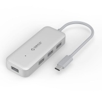Orico 4 Port USB-C to 4xUSB3.0 Hub - Silver Photo