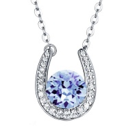 Stella Luna Horseshoe necklace- Swarovski Light Sapphire crystal Photo