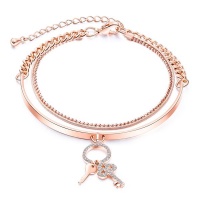 Ladies Key Charm Rose Gold Bracelet Photo