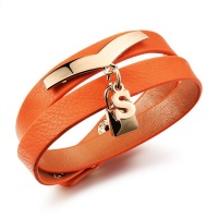 Orange & Gold Leather Wrap Female Bracelet Photo