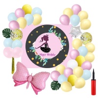 BTR Pink Bow Birthday Party Balloon Banner Decoration Set Air Pump Included Photo