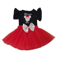 Minnie Mouse - Birthday-Frilled Babygrow - Tutu-Red Photo