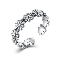 Cosmic 925 Silver Adjustable Ring -Eternity Flower Floral - 1 Size Fit All Photo