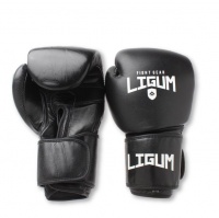 Ligum Fight Gear Premium Leather Boxing Glove - Black - 8 OZ Photo