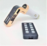 The LED Light Up Store Bluetooth FM Transmitter Car Kit - White/Gold Photo