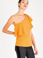 Women's c One Shoulder Frill Top Yellow Photo