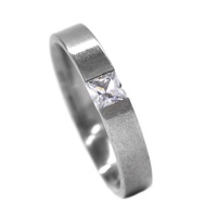 Androgyny Square Cubic Zirconia Ring Setting in Stainless Steel-AR2 Photo
