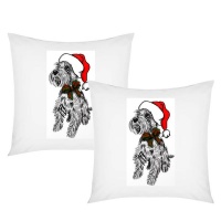 PepperSt - Scatter Cushion Cover Set - Christmas Schnauzer Sketch Photo