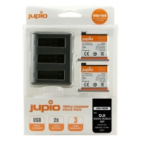 Jupio Value Pack x2 Battery for DJI Osmo Action AB1 USB Triple Charger Photo