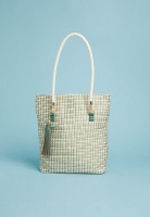 Women's Superbalist Woven Shopper Bag With Tassel - Green/Black/White Photo