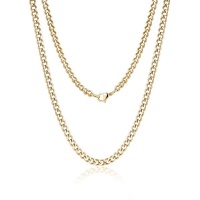 5mm Gold Steel Cuban Link Necklace 24" Photo