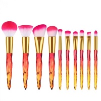 Acrylic Handle Series Professional 10 Piece Makeup Brush Set -Pink & Yellow Photo