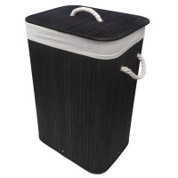 Creative Deco Large Bamboo Laundry Basket – Slate Grey Photo