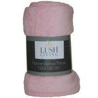 Lush Living - Flannel Fleece Throw 125 x 150 cm - Baby Pink Photo