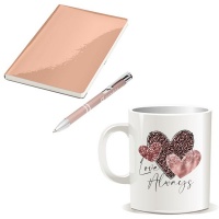 Gift Set-Mug-Notebook-Pen-3 Pieces - Rose Gold Photo