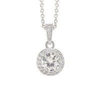Kandy Rose Round Diamond Pendant Necklace 925 Sterling Silver Photo
