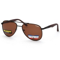 Lespecs Aviator Mens Brown Solid Polarized Lens Sunglasses - Matte Black Photo